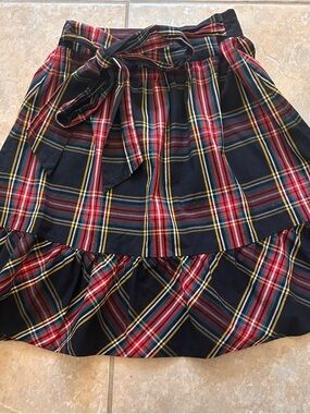 J. Crew Factory Black, Red and Yellow Plaid skirt. Size 6P